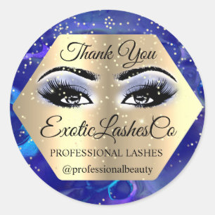 Lash Thank YOU Makeup Artist Open Eyes Blue Spark Classic Round Sticker