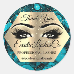 Lash Thank YOU  Makeup Artist Open Eyes Ocean Classic Round Sticker
