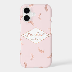 Lashed Text Lashes Pattern Pink/Rose Gold