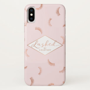 Lashed Text Lashes Pattern Pink/Rose Gold Case-Mate iPhone Case