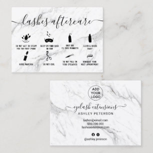 lashes aftercare illustrations chic white marble business card