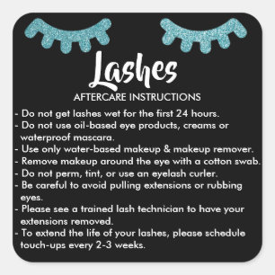 Lashes AFTERCARE INSTRUCTIONS Sticker