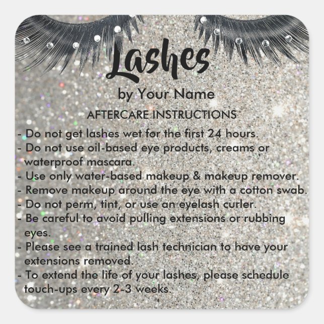 Lashes AFTERCARE INSTRUCTIONS Sticker (Front)