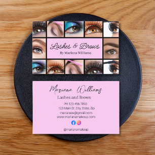 lashes and brows 12 photos makeup artist pink business card