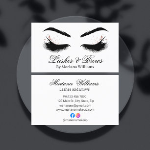 lashes and brows makeup artist black and white business card