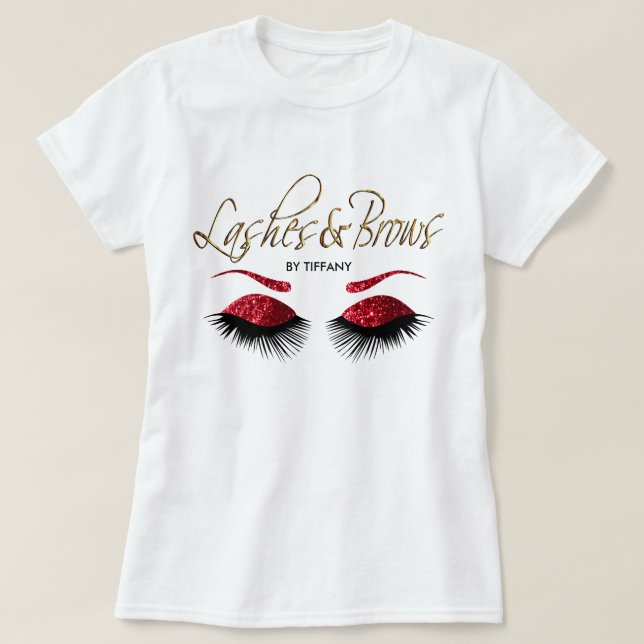 Lashes and Brows - Red T-Shirt (Design Front)