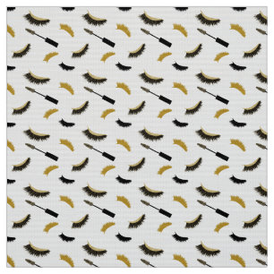 Lashes and mascara with gold glitter pattern fabric
