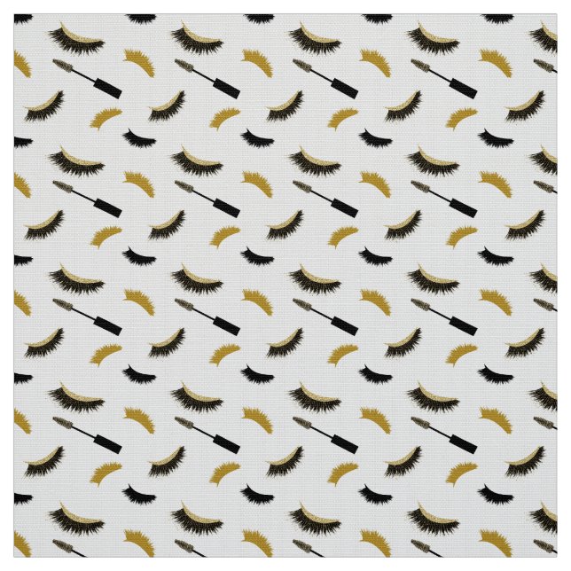 Lashes and mascara with gold glitter pattern fabric (Swatch)