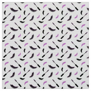 Lashes and mascara with purple glitter pattern fabric