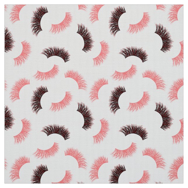 Lashes and mascara with red glitter pattern fabric (Swatch)