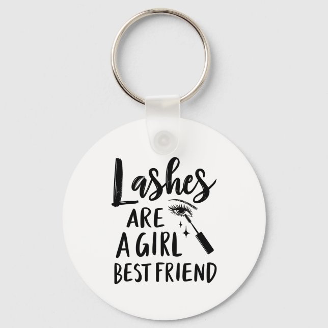 Lashes Are a Girl’s Best Friend Make Up  Key Ring (Front)