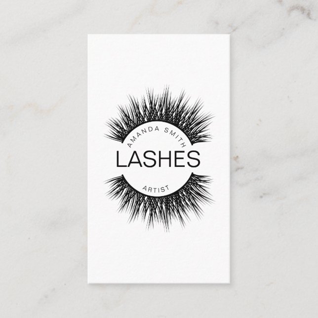 Lashes artist  in black colour  business card (Front)