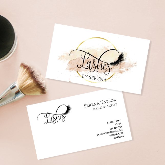 Lashes Beauty Makeup Artist Watercolor Art Business Card (Creator Uploaded)