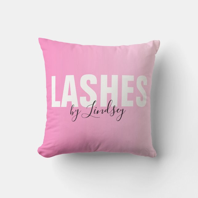 Lashes Beauty Salon Custom Pink Cushion (Front)