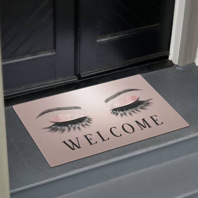 Lashes Beauty Salon Rose Gold Welcome  Doormat (Creator Uploaded)