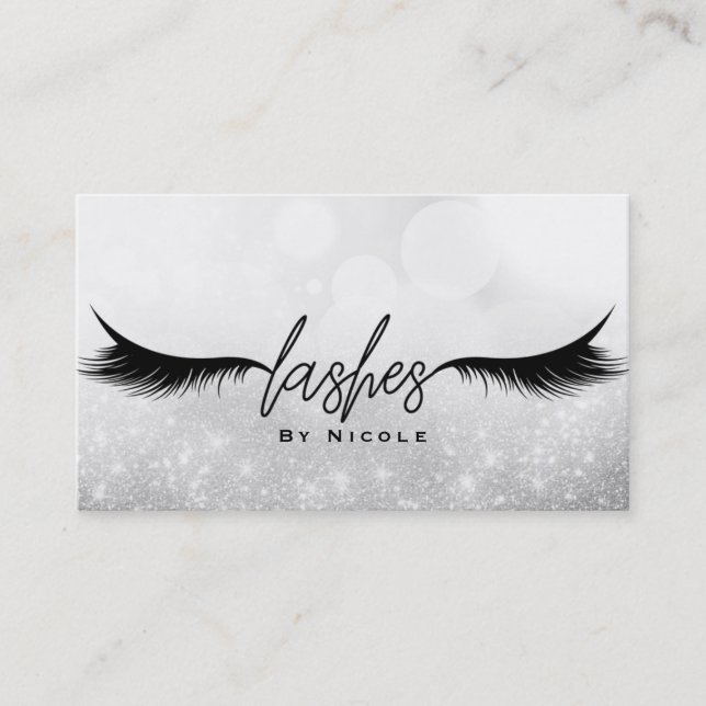 Lashes Black Eyelashes Extensions Makeup Sparkle Business Card (Front)