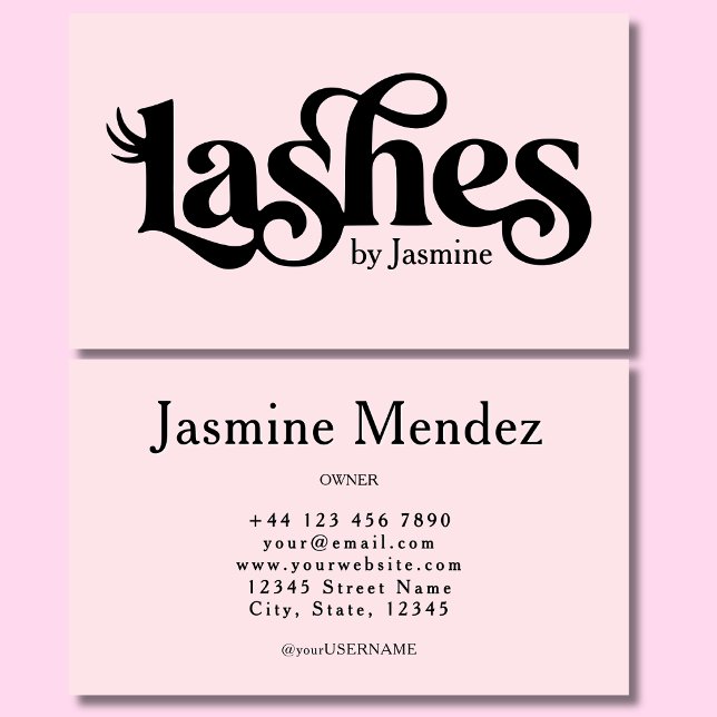 Lashes Blush Pink Professional Chic Business Card (Creator Uploaded)