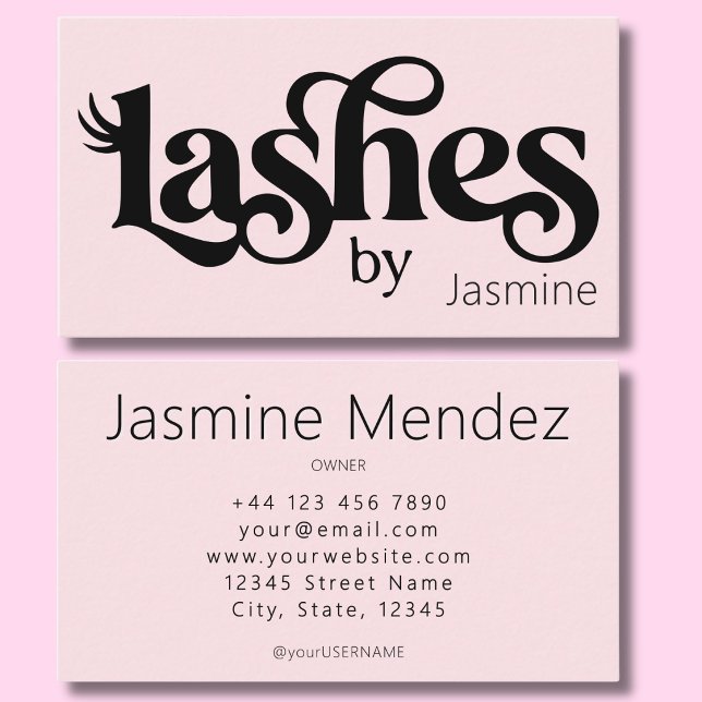 Lashes Blush Pink Professional Chic Business Card (Creator Uploaded)