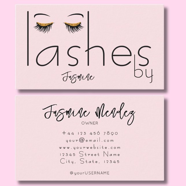 Lashes Blush Pink Professional Chic Business Card (Creator Uploaded)