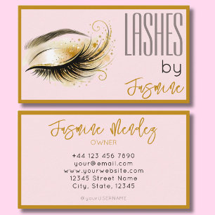 Lashes Blush Pink Professional Elegant Simple Business Card