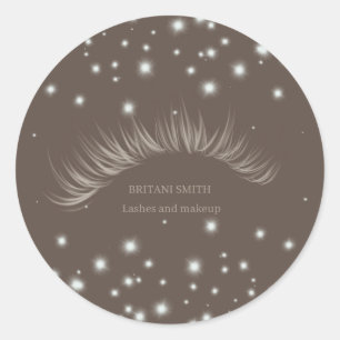 Lashes brown classic, shine classic round sticker