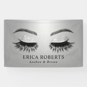 Lashes & Brows Beauty Salon Modern Silver Banner
