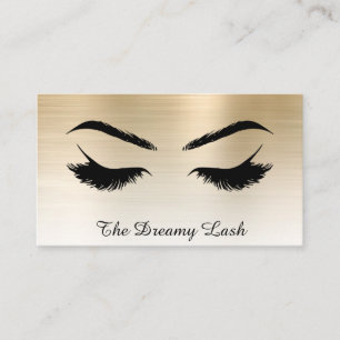 *~* Lashes Brows Extensions QR Metallic GOLD Business Card