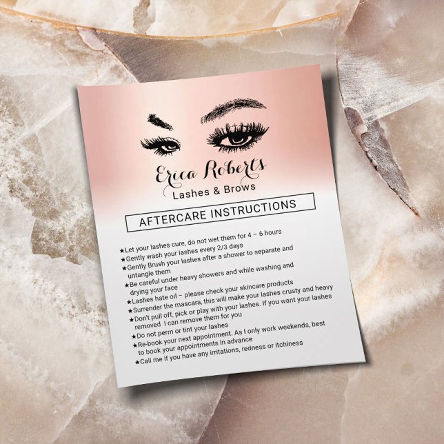 Lashes & Brows Makeup Artist Aftercare Instruction Flyer (Creator Uploaded)