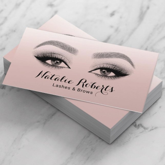Lashes Brows Makeup Artist Blush Pink Beauty Salon Business Card (Creator Uploaded)