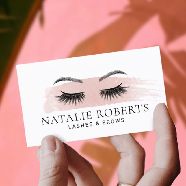 Lashes Brows Makeup Artist Blush Pink Brushstroke Business Card (Creator Uploaded)