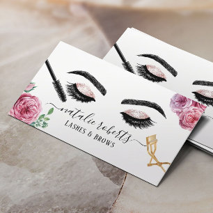 Lashes Brows Makeup Artist Elegant Floral Eyelash Business Card