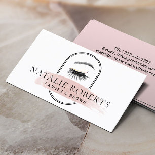 Lashes Brows Makeup Artist Modern Pink Brushstroke Business Card
