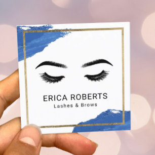 Lashes & Brows Makeup Artist Navy Lipstick Salon Square Business Card
