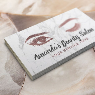 Lashes & Brows Makeup Artist Rose Gold Marble Business Card