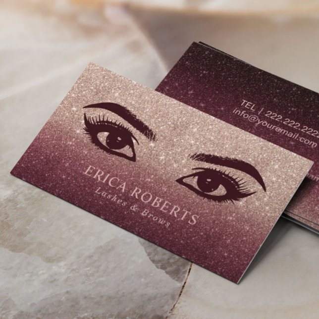 Lashes & Brows Makeup Artist Rose Gold Ombre Business Card (Creator Uploaded)