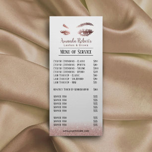 Lashes Brows Makeup Artist Rose Gold Price List Rack Card