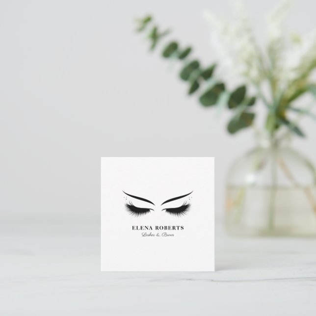 Lashes & Brows Makeup Artist Square Business Card (Standing Front)