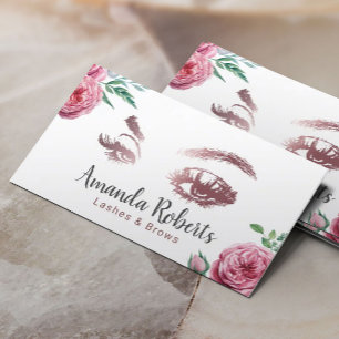 Lashes & Brows Makeup Artist Watercolor Floral Business Card