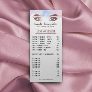 Lashes & Brows Makeup Artist Watercolor Price List Rack Card