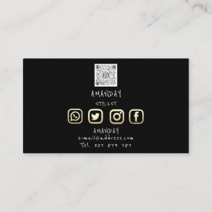 Lashes Brows Makeup Logo Social Black Gold Business Card