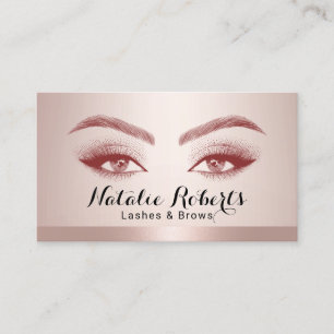 Lashes & Brows Microblading Blush Rose Gold Border Business Card