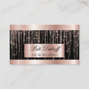 Lashes & Brows Microblading Pink & Silver Glitter Business Card