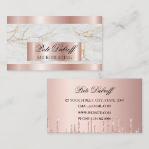 Lashes & Brows Microblading Pink & Silver Glitter Business Card