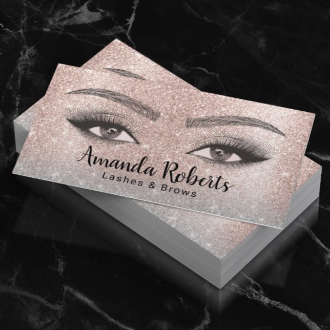 Lashes & Brows Microblading Salon Blush Rose Gold Business Card (Creator Uploaded)