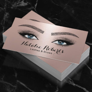 Lashes & Brows Salon Makeup Artist Rose Gold Business Card