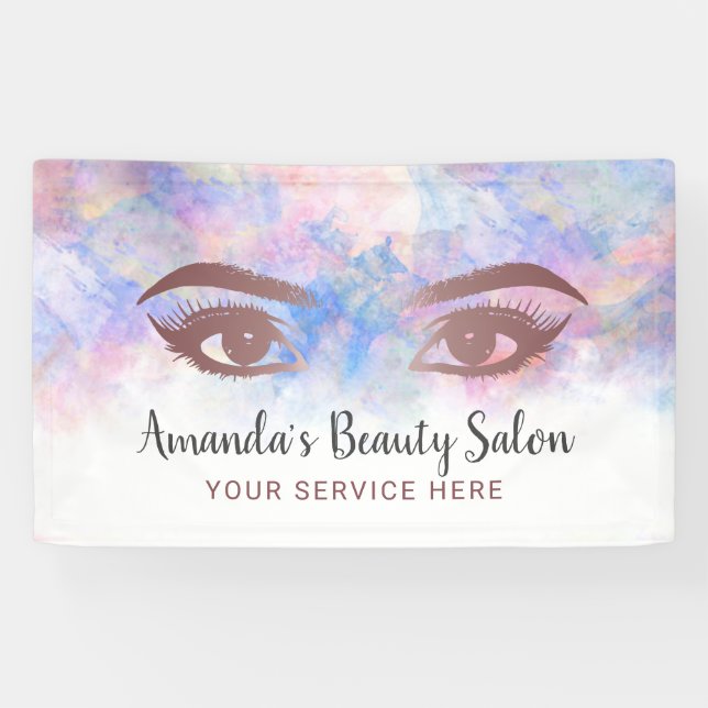 Lashes & Brows Salon Makeup Artist Watercolor Banner (Horizontal)