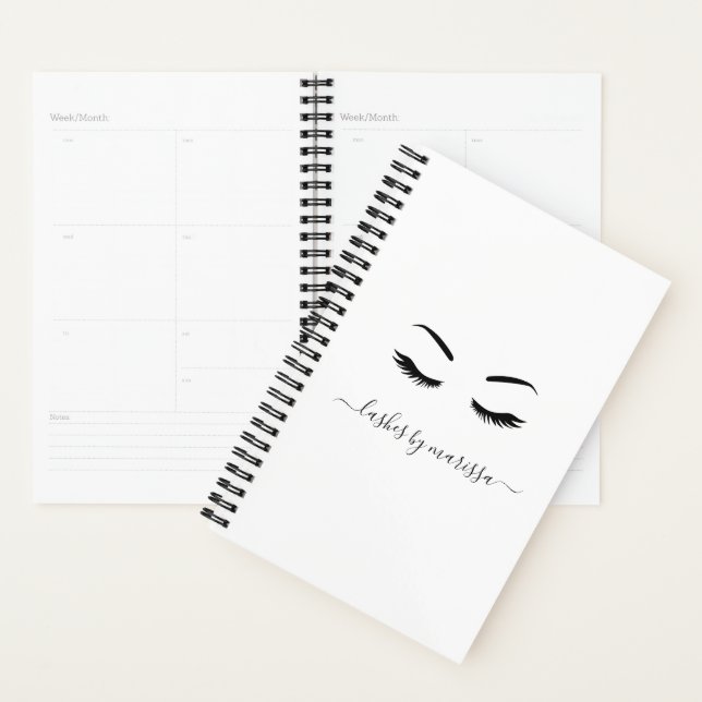 Lashes Business Minimalist Black White Elegant Planner (Display)