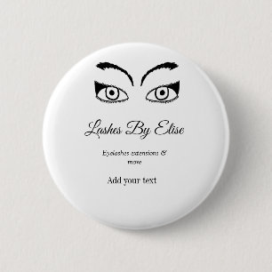 lashes by add name contact info social media websi 6 cm round badge