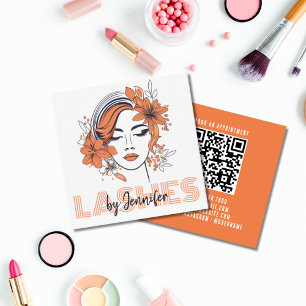 Lashes By Professional Modern QR Code Lash Tech  Square Business Card