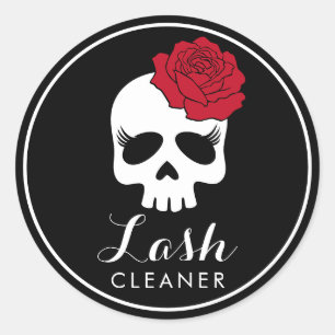 Lashes Cleaner Floral Beauty Skull Eyelash Salon Classic Round Sticker
